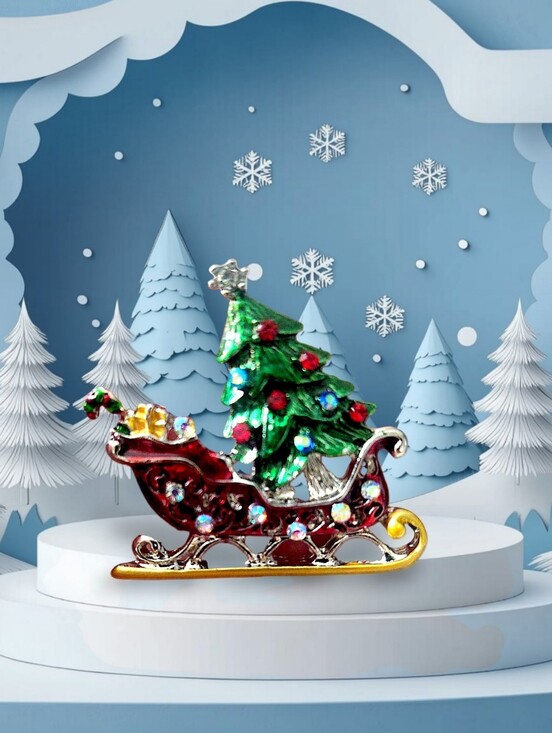 Jewelry - Festive Red Sleigh Brooch